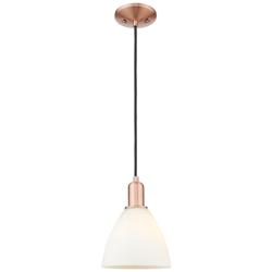 Arcadia Bristol 8"W Copper Cord Hung Mini Pendant w/ Matte White Shade