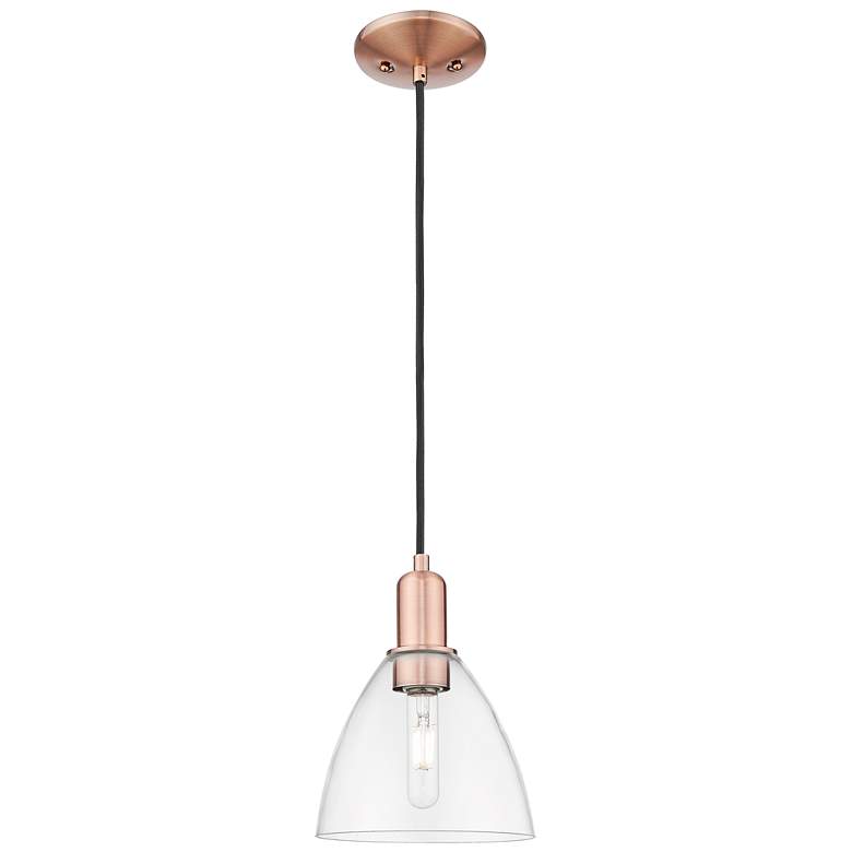 Image 1 Arcadia Bristol 8"W Copper Cord Hung Mini Pendant With Clear Shade