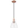 1_Arcadia Bristol 8"W Copper Cord Hung Mini Pendant With Clear Shade