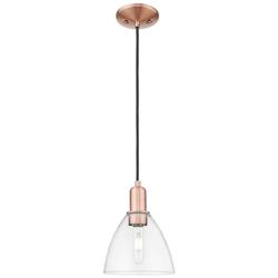 Arcadia Bristol 8"W Copper Cord Hung Mini Pendant With Clear Shade