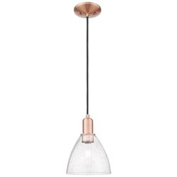Arcadia Bristol 8"W Copper Cord Hung Mini Pendant With Seedy Shade