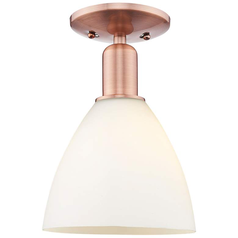 Image 1 Arcadia Bristol 8"W Copper Semi.Flush Mount With Matte White Shade