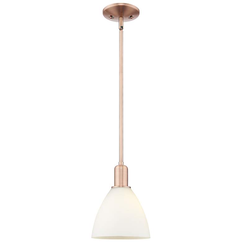 Image 1 Arcadia Bristol 8"W Copper Stem Hung Mini Pendant w/ Matte White Shade