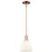 Arcadia Bristol 8"W Copper Stem Hung Mini Pendant w/ Matte White Shade