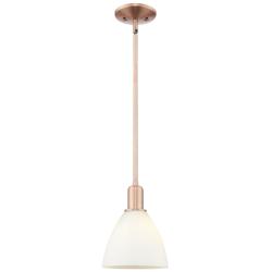 Arcadia Bristol 8"W Copper Stem Hung Mini Pendant w/ Matte White Shade
