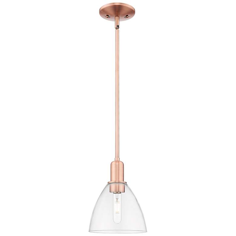 Image 1 Arcadia Bristol 8"W Copper Stem Hung Mini Pendant With Clear Shade