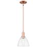 Arcadia Bristol 8"W Copper Stem Hung Mini Pendant With Clear Shade