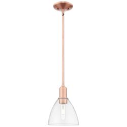 Arcadia Bristol 8"W Copper Stem Hung Mini Pendant With Clear Shade