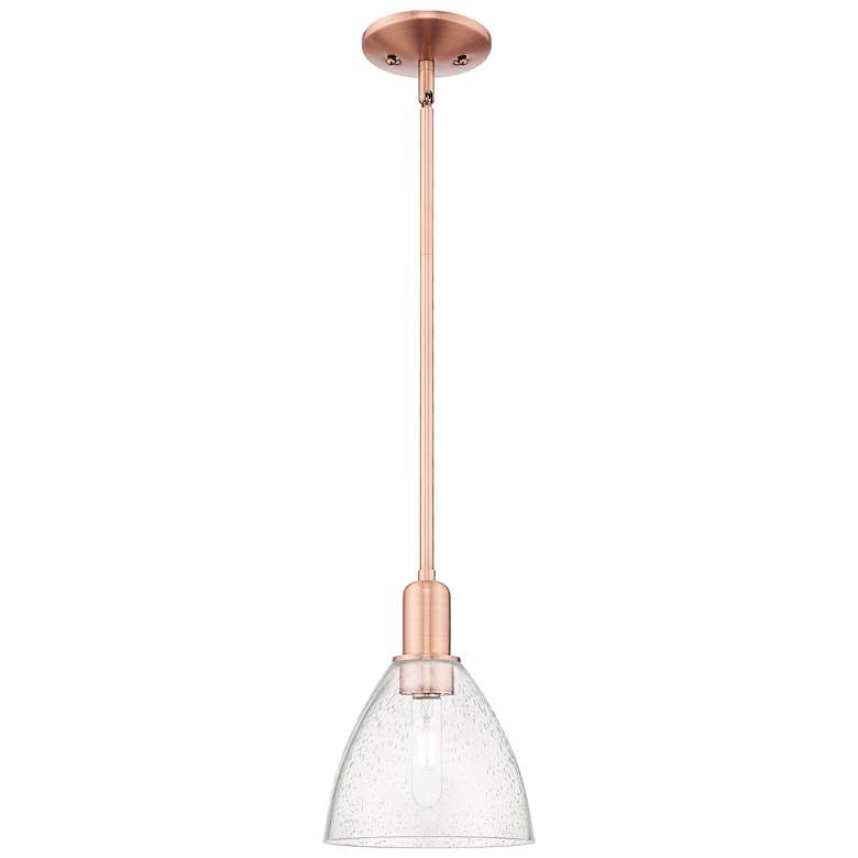 Image 1 Arcadia Bristol 8"W Copper Stem Hung Mini Pendant With Seedy Shade