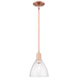 Arcadia Bristol 8"W Copper Stem Hung Mini Pendant With Seedy Shade
