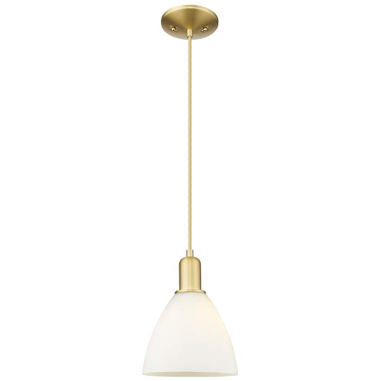 Image 1 Arcadia Bristol 8"W Gold Cord Hung Mini Pendant w/ Matte White Shade
