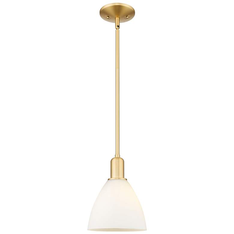 Image 1 Arcadia Bristol 8"W Gold Stem Hung Mini Pendant w/ Matte White Shade