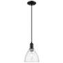 1_Arcadia Bristol 8"W Matte Black Cord Hung Mini Pendant w/ Seedy Shade