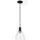 Arcadia Bristol 8"W Matte Black Cord Hung Mini Pendant w/ Seedy Shade