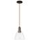 Arcadia Bristol 8"W Oiled Bronze Cord Hung Mini Pendant w/ Clear Shade