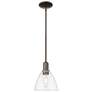 Arcadia Bristol 8"W Oiled Bronze Stem Hung Mini Pendant w/ Clear Shade