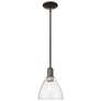 Arcadia Bristol 8"W Oiled Bronze Stem Hung Mini Pendant w/ Seedy Shade