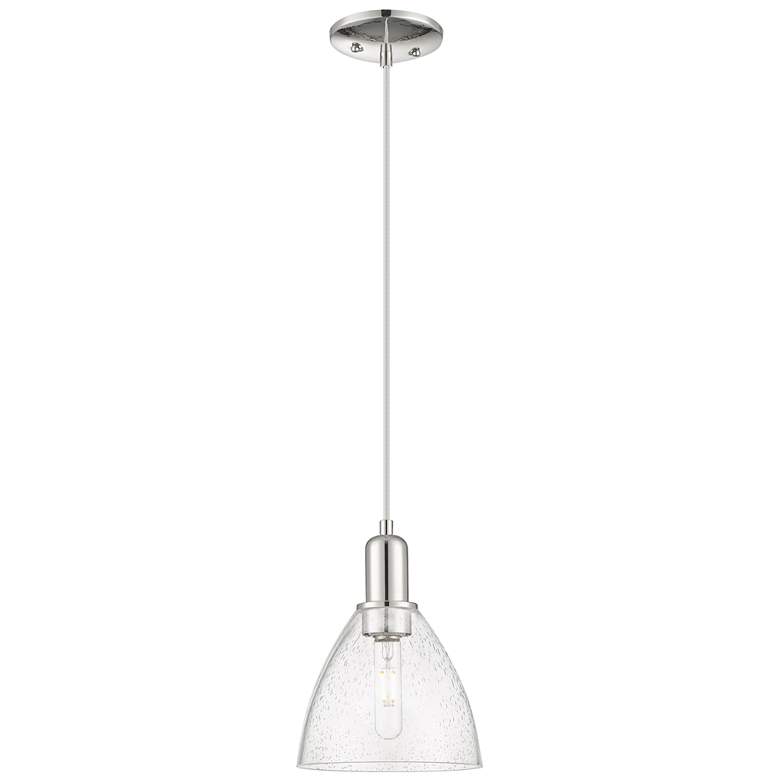 Image 1 Arcadia Bristol 8"W Polished Nickel Cord Mini Pendant w/ Seedy Shade
