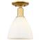 Arcadia Bristol 8"W Satin Gold Semi.Flush Mount With Matte White Shade