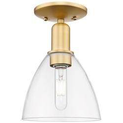 Arcadia Bristol 8" Wide Satin Gold Semi.Flush Mount With Clear Shade