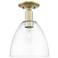 Arcadia Bristol 9"W Antique Brass Semi.Flush Mount With Clear Shade
