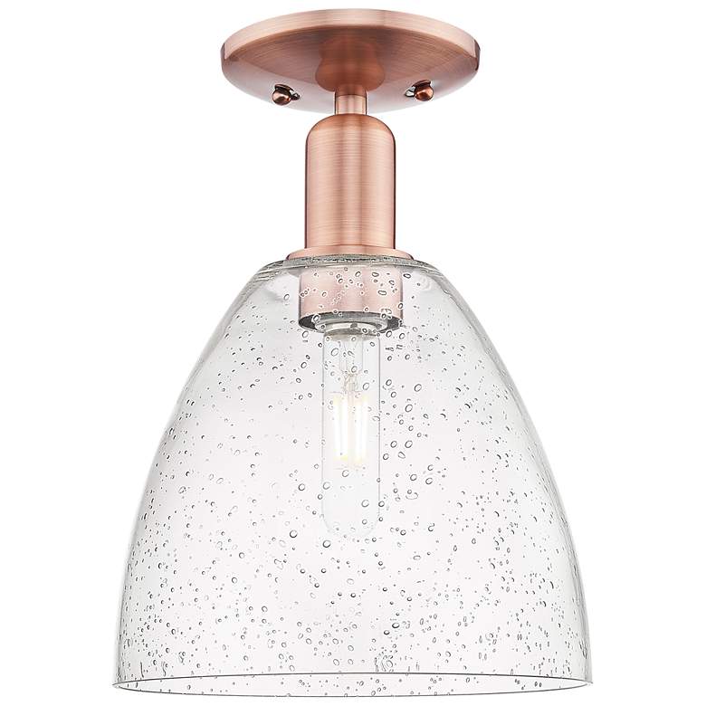 Image 1 Arcadia Bristol 9"W Antique Copper Semi.Flush Mount With Seedy Shade