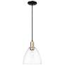 1_Arcadia Bristol 9"W Black Brass Cord Hung Mini Pendant w/ Clear Shade