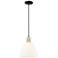 Arcadia Bristol 9"W Black Brass Cord Mini Pendant w/ Matte White Shade