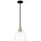 Arcadia Bristol 9"W Black Brass Stem Hung Mini Pendant w/ Clear Shade
