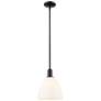 Arcadia Bristol 9"W Black Stem Hung Mini Pendant w/ Matte White Shade