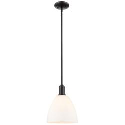 Arcadia Bristol 9"W Black Stem Hung Mini Pendant w/ Matte White Shade