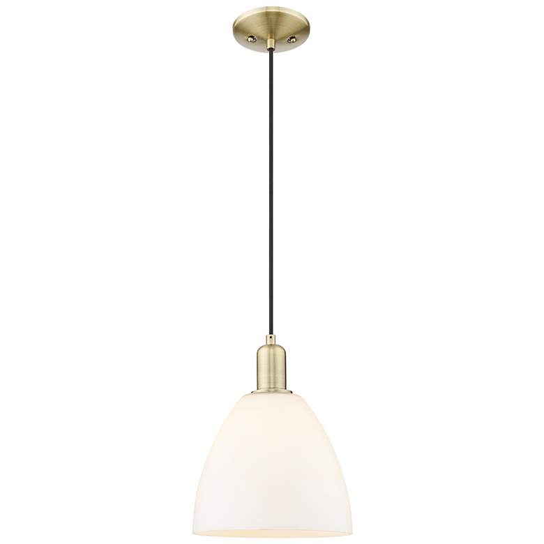 Image 1 Arcadia Bristol 9"W Brass Cord Hung Mini Pendant w/ Matte White Shade