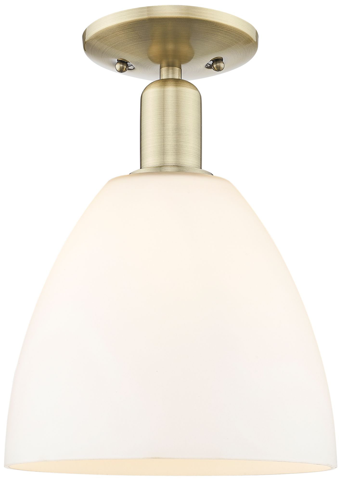 Arcadia Bristol 9"W Brass Semi.Flush Mount With Matte White Shade