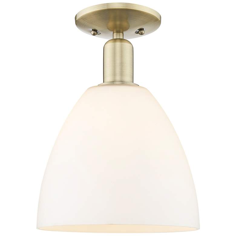Image 1 Arcadia Bristol 9"W Brass Semi.Flush Mount With Matte White Shade