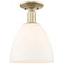 Arcadia Bristol 9"W Brass Semi.Flush Mount With Matte White Shade