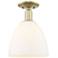 Arcadia Bristol 9"W Brass Semi.Flush Mount With Matte White Shade