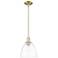 Arcadia Bristol 9"W Brass Stem Hung Mini Pendant With Clear Shade