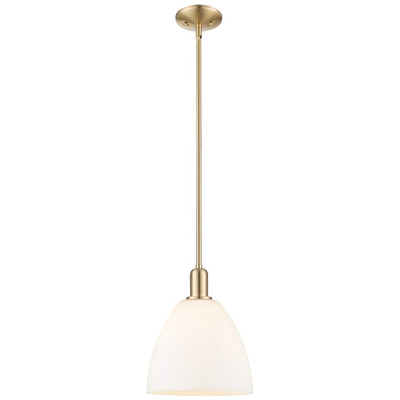 Image 1 Arcadia Bristol 9"W Bronze Stem Mini Pendant w/ Matte White Shade