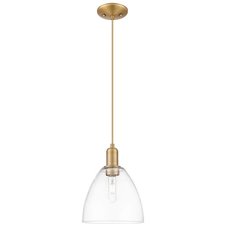 Image 1 Arcadia Bristol 9"W Brushed Brass Cord Mini Pendant w/ Clear Shade