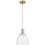 1_Arcadia Bristol 9"W Brushed Brass Cord Mini Pendant w/ Seedy Shade