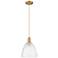 Arcadia Bristol 9"W Brushed Brass Cord Mini Pendant w/ Seedy Shade