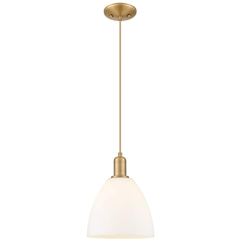 Image 1 Arcadia Bristol 9"W Brushed Brass Cord Pendant w/ Matte White Shade