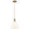 Arcadia Bristol 9"W Brushed Brass Cord Pendant w/ Matte White Shade