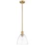 Arcadia Bristol 9"W Brushed Brass Stem Mini Pendant w/ Clear Shade