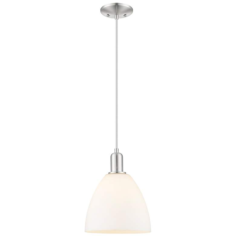 Image 1 Arcadia Bristol 9"W Brushed Nickel Cord Pendant w/ Matte White Shade