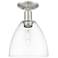Arcadia Bristol 9"W Brushed Nickel Semi.Flush Mount With Clear Shade