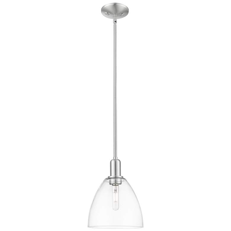 Image 1 Arcadia Bristol 9"W Brushed Nickel Stem Mini Pendant w/ Clear Shade