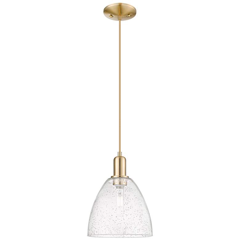 Image 1 Arcadia Bristol 9"W Champagne Bronze Cord Mini Pendant w/ Seedy Shade