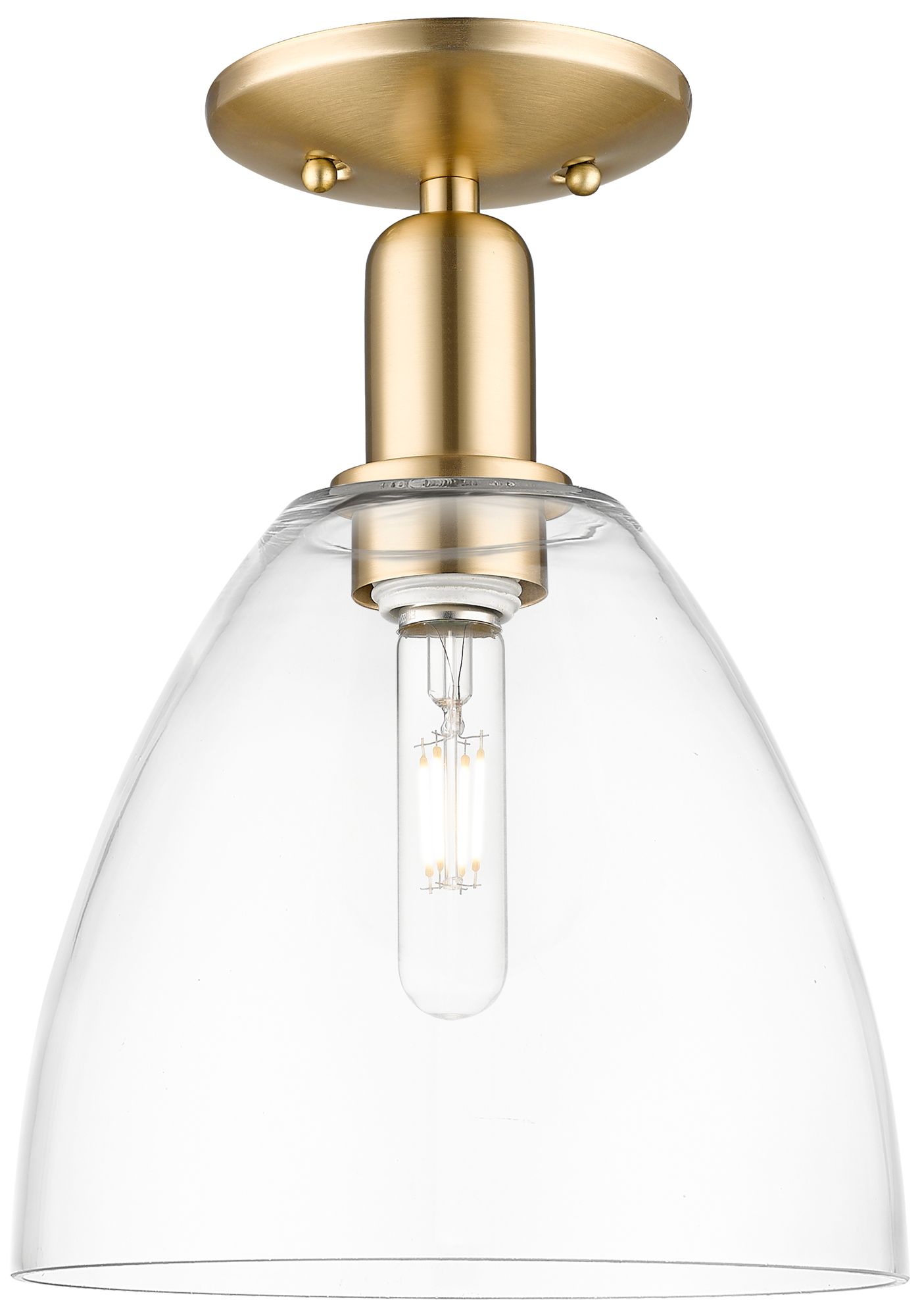 Arcadia Bristol 9"W Champagne Bronze Semi.Flush Mount With Clear Shade