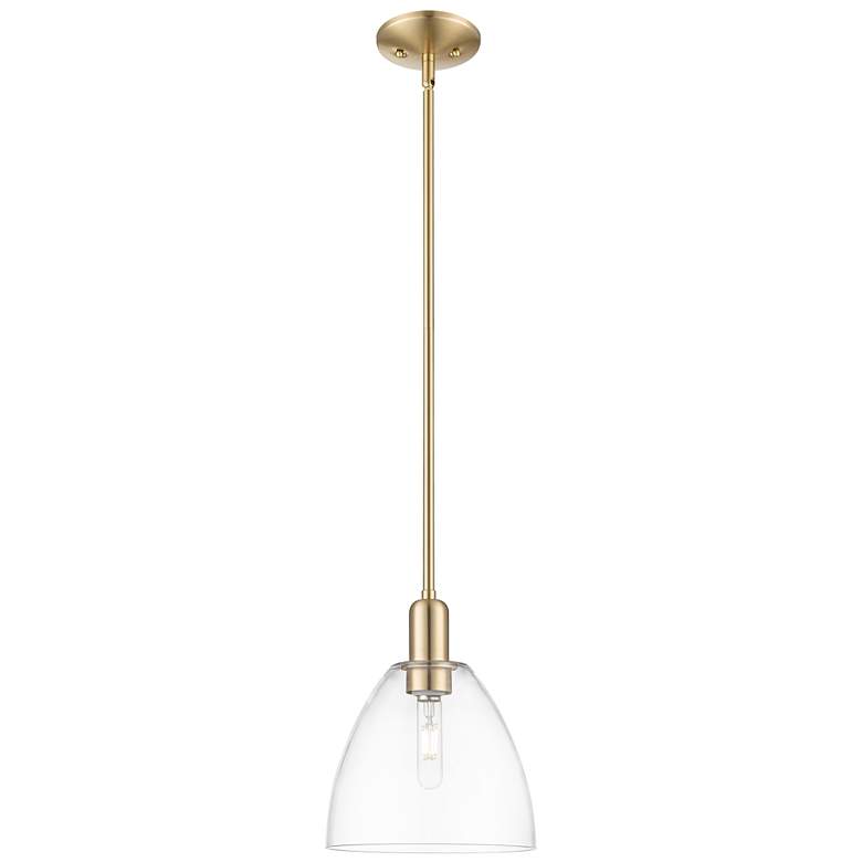 Image 1 Arcadia Bristol 9"W Champagne Bronze Stem Mini Pendant w/ Clear Shade